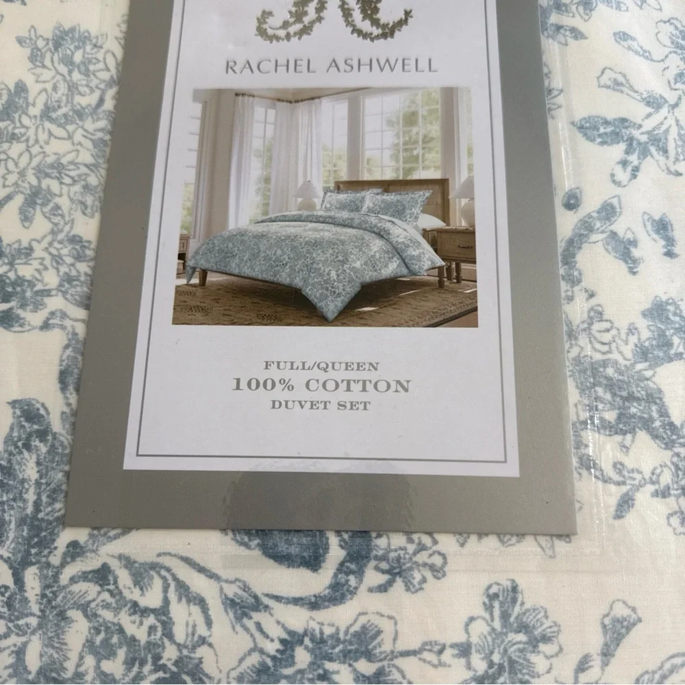 Rachel Ashwell Elegant Blue Floral Duvet Cover Set